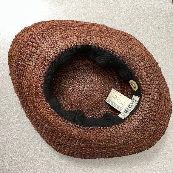 Corroboree Straw Hat Brown Tie Braided Bow Australian Packable One Size - Picture 7 of 8